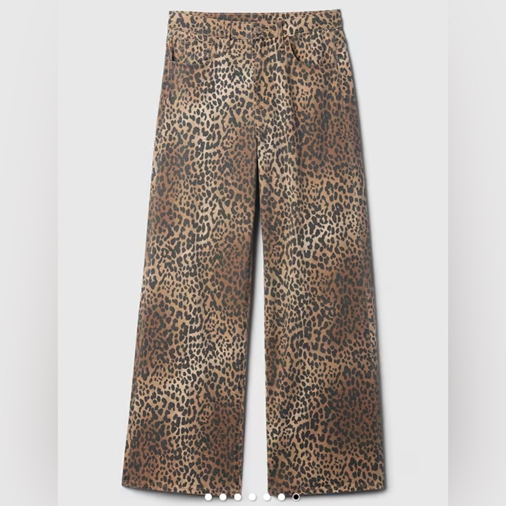 Gap High Rise Wide-Leg Leopard Print BoHo Denim Jeans NWT 8/29 Regular NWT - Picture 5 of 6